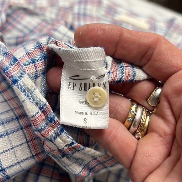 CP Shades Red White Blue Plaid Linen Long Sleeve Button Down Shirt Size Small - Picture 10 of 12